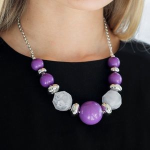 Daytime Drama - Paparazzi Purple beaded Necklace & Earrings Set